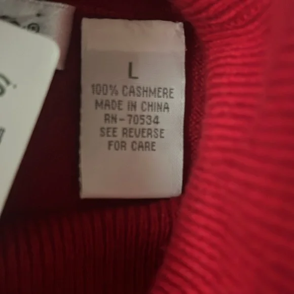 Orvis Bold Red Turtleneck Sweater 100% Cashmere - Picture 4 of 5